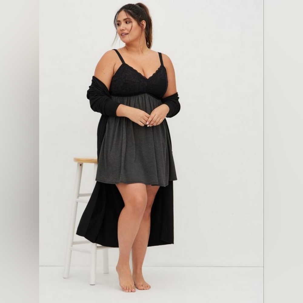 Torrid Black and Gray Chemise
